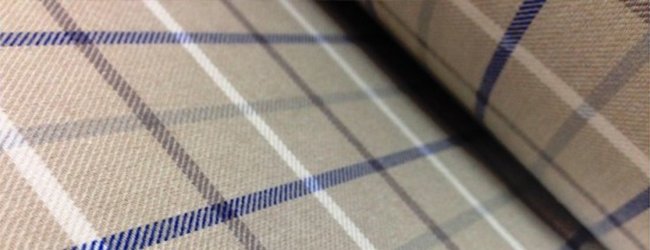 fife brushed wool cotton brown check fabric