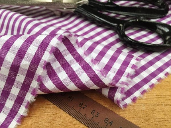 King AQ purple check fabric