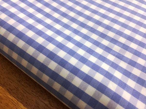King AQ blue check fabric