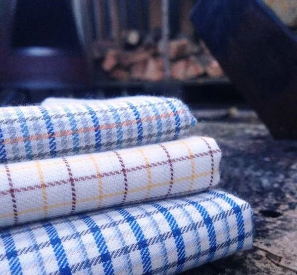 Fife 50 blue brushed cotton check fabric