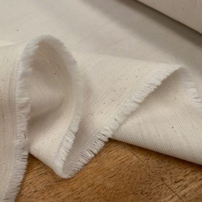 Fife plain ivory brushed cotton melange fabric