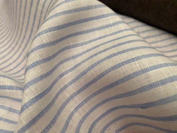 Linen 07 sky striped linen fabric