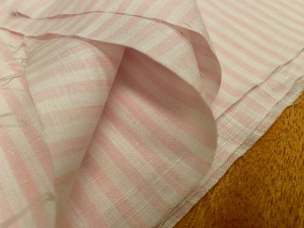 Linen 08 Pink Striped Linen Fabric