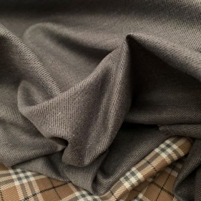 Fife plain grey brushed cotton melange fabric