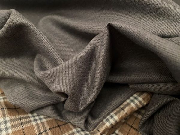 Fife plain grey brushed cotton melange fabric