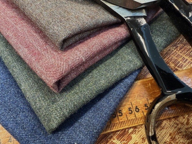 Fife HB Navy brushed herringbone